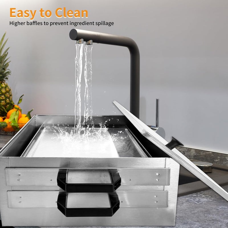 LetFeng ᅟᅠ Rice Roll Steamer with 304 Food Grade Vermicelli Roll Steamer Top Open Stainless Steel Square Tier 2-Layer Rice Noodle Roll Steamer for Rice Noodles Compatible with Stove and Induction Cooktop - Image 5